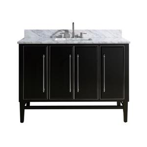 Avanity Mason Vanity - 49-in - Carrara White Marble Top - Black/Silver