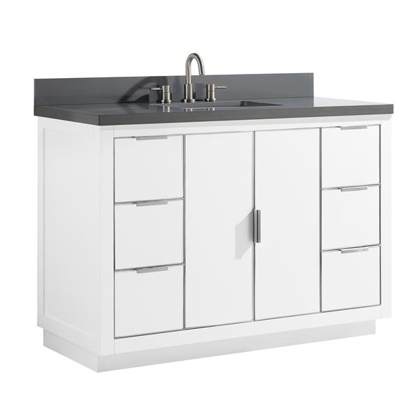 Avanity Austen Vanity - 49-in - Gray Quartz Top - White/Silver
