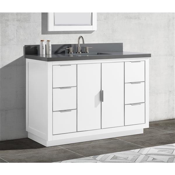 Avanity Austen Vanity - 49-in - Gray Quartz Top - White/Silver