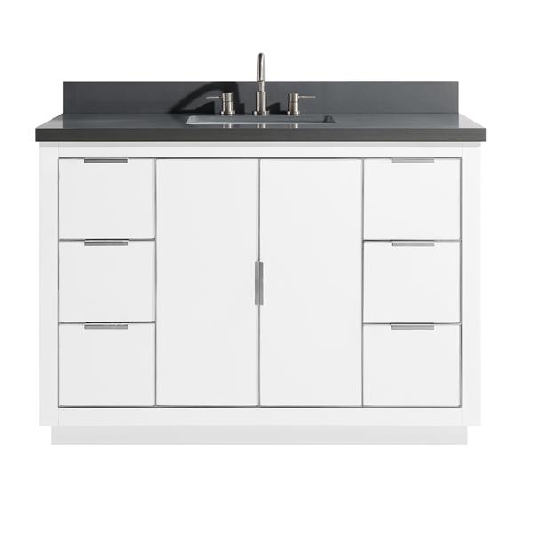 Avanity Austen Vanity - 49-in - Gray Quartz Top - White/Silver