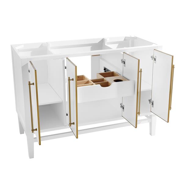 Avanity Mason 48-in White Bathroom Vanity Cabinet with Matte Gold Hardware