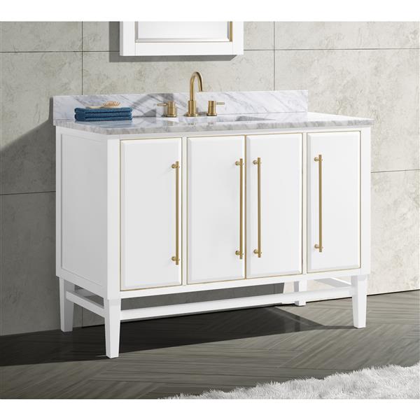 Avanity Mason 48-in White Bathroom Vanity Cabinet with Matte Gold Hardware