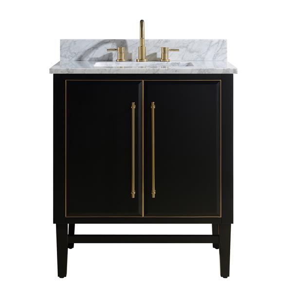Avanity Mason 31-in Black Single Sink Bathroom Vanity with Carrara ...