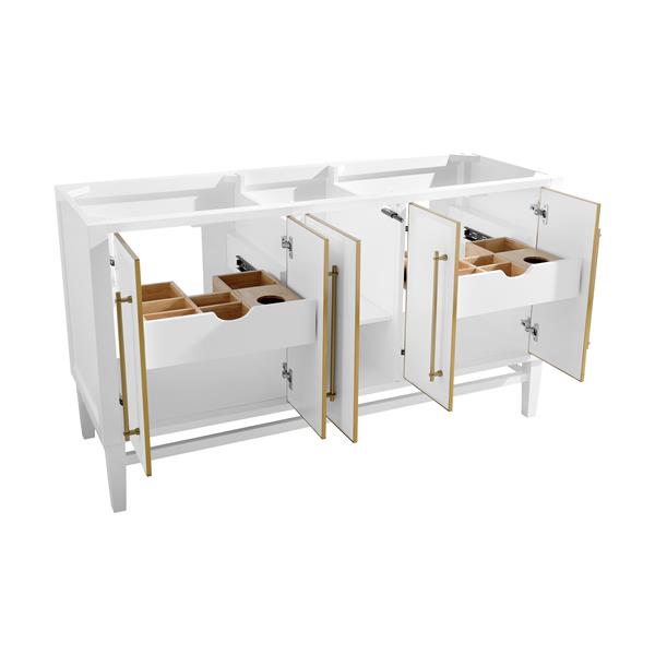 Avanity Mason 60-in White Bathroom Vanity Cabinet with Gold Hardware