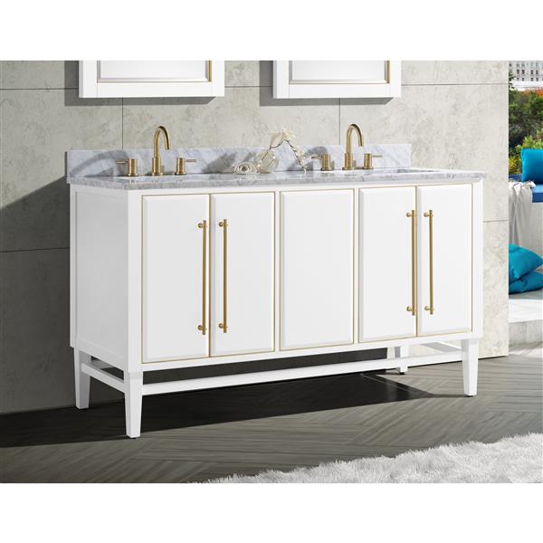 Avanity Mason 60-in White Bathroom Vanity Cabinet with Gold Hardware