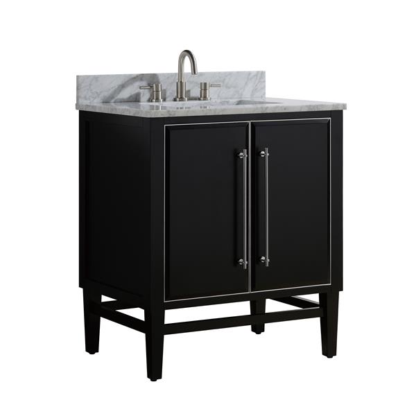 Avanity Mason Black 31-in Single Sink Bathroom Vanity with Carrara White Marble Top