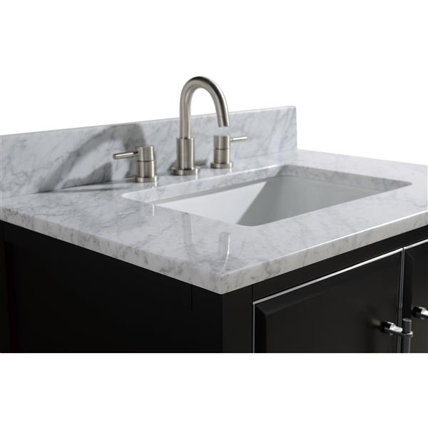 Avanity Mason Black 31-in Single Sink Bathroom Vanity with Carrara White Marble Top