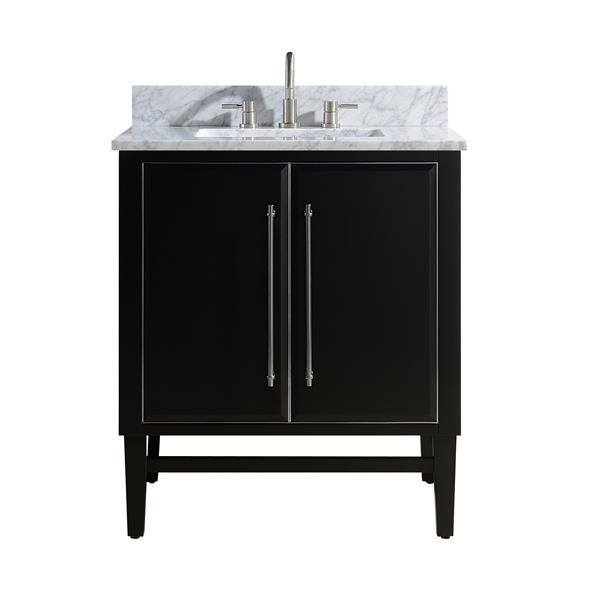 Avanity Mason Black 31-in Single Sink Bathroom Vanity with Carrara White Marble Top