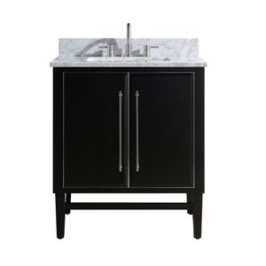 Avanity Mason Black 31-in Single Sink Bathroom Vanity with Carrara White Marble Top