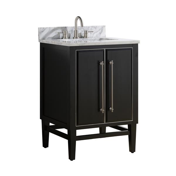 Avanity Mason 25-in Black Single Sink Bathroom Vanity with Carrara White Marble Top