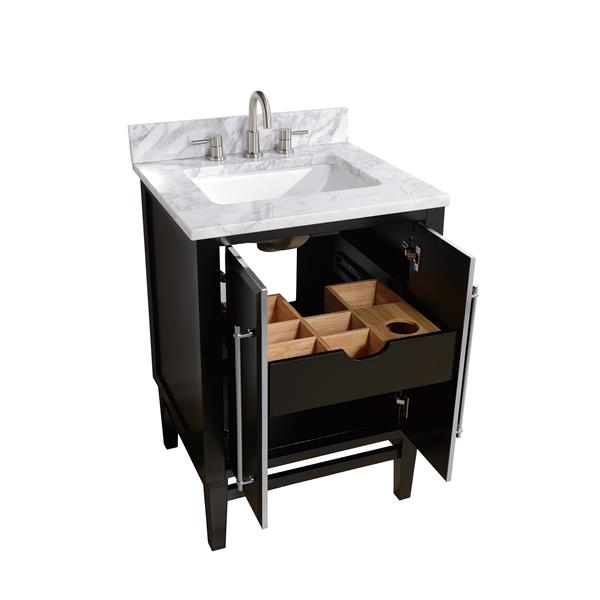 Avanity Mason 25-in Black Single Sink Bathroom Vanity with Carrara White Marble Top