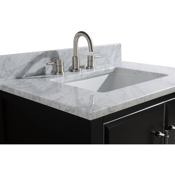 Avanity Mason 25-in Black Single Sink Bathroom Vanity with Carrara White Marble Top