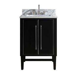 Avanity Mason 25-in Black Single Sink Bathroom Vanity with Carrara White Marble Top