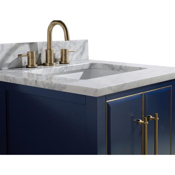 Avanity Mason 25-in Navy Blue Single Sink Bathroom Vanity with Carrara White Marble Top