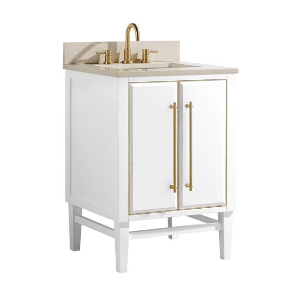 Avanity Mason 25-in White Single Sink Bathroom Vanity with Crema Marfill Marble Top