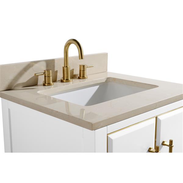 Avanity Mason 25-in White Single Sink Bathroom Vanity with Crema Marfill Marble Top