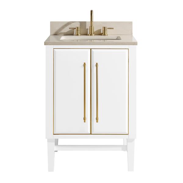 Avanity Mason 25-in White Single Sink Bathroom Vanity with Crema Marfill Marble Top