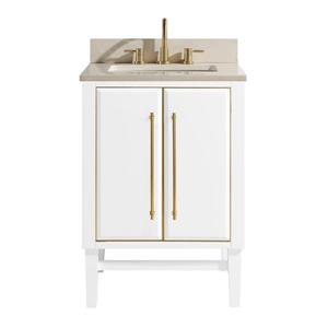 Avanity Mason Vanity - 25-in - Crema Marfill Marble Top - White/Gold