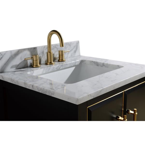 Avanity Mason Black 25-in Single Sink Bathroom Vanity with Carrara White Marble Top