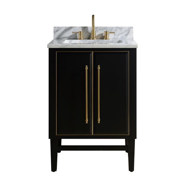 Avanity Mason Black 25-in Single Sink Bathroom Vanity with Carrara White Marble Top