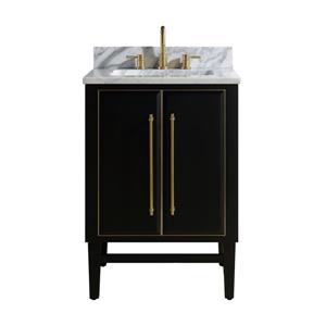 Avanity Mason Black 25-in Single Sink Bathroom Vanity with Carrara White Marble Top