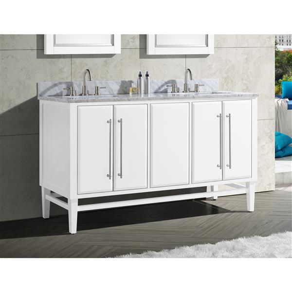 Avanity Mason 60-in White Bathroom Vanity Cabinet with Brushed Nickel Hardware