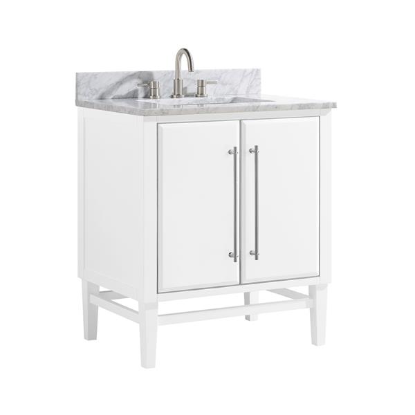 Avanity Mason 31-in White Single Sink Bathroom Vanity with Carrara White Marble Top