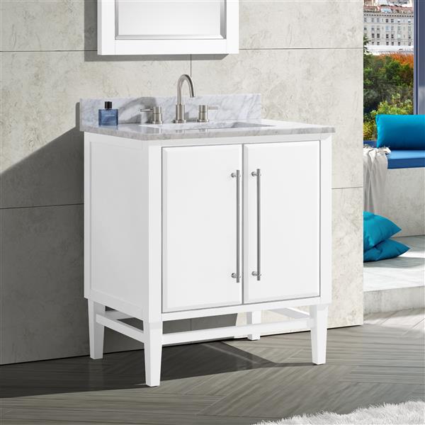 Avanity Mason 31-in White Single Sink Bathroom Vanity with Carrara White Marble Top