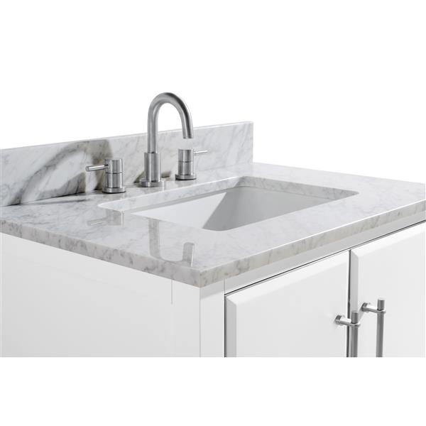 Avanity Mason 31-in White Single Sink Bathroom Vanity with Carrara White Marble Top