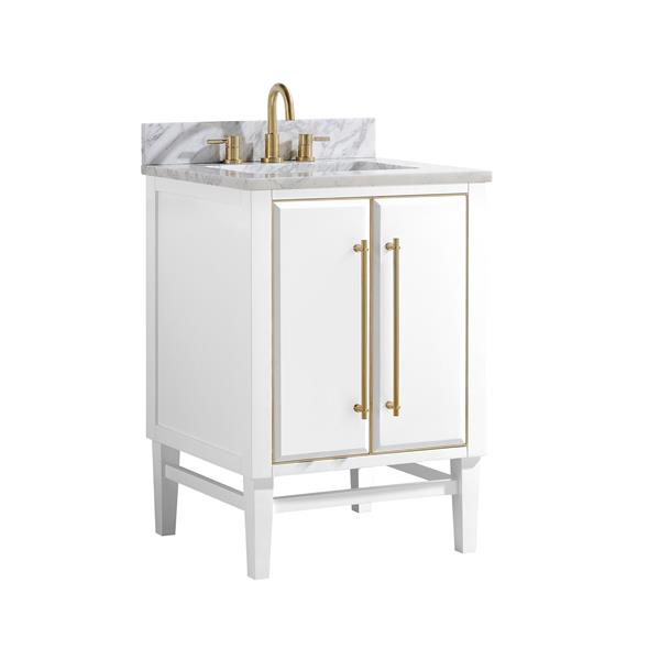 Avanity Mason 25-in White Single Sink Bathroom Vanity with Carrara White Marble Top