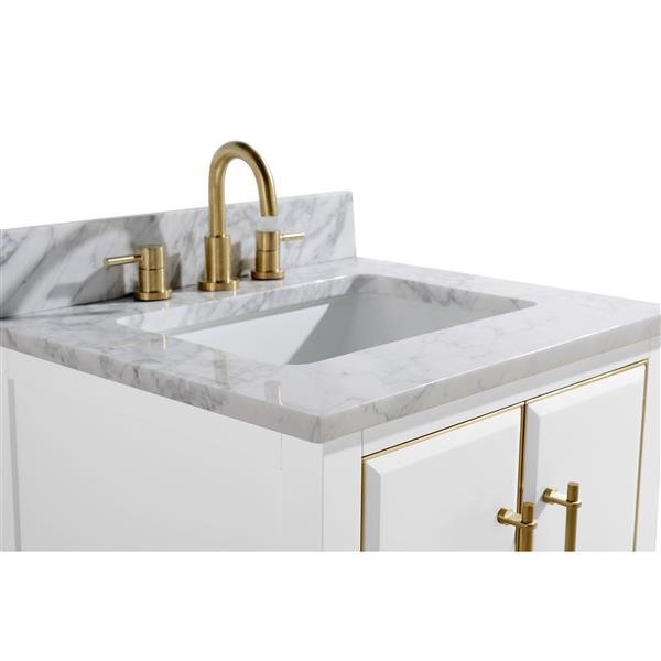 Avanity Mason 25-in White Single Sink Bathroom Vanity with Carrara White Marble Top