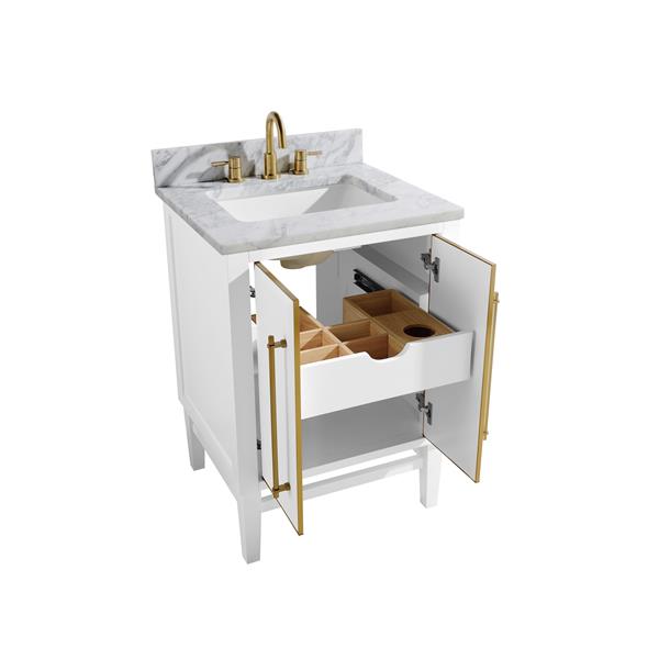 Avanity Mason 25-in White Single Sink Bathroom Vanity with Carrara White Marble Top