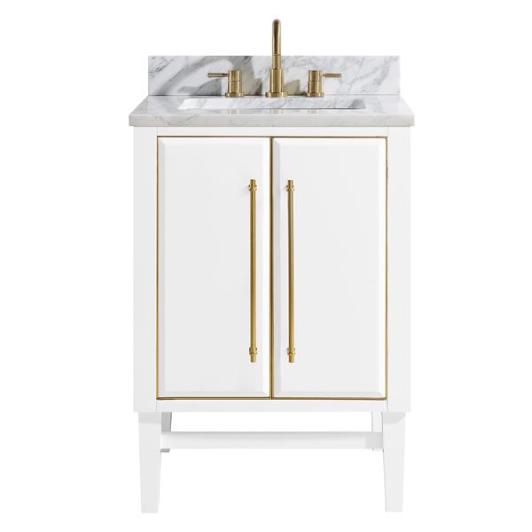 Avanity Mason 25-in White Single Sink Bathroom Vanity with Carrara White Marble Top