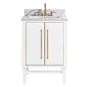 Avanity Mason 25-in White Single Sink Bathroom Vanity with Carrara White Marble Top