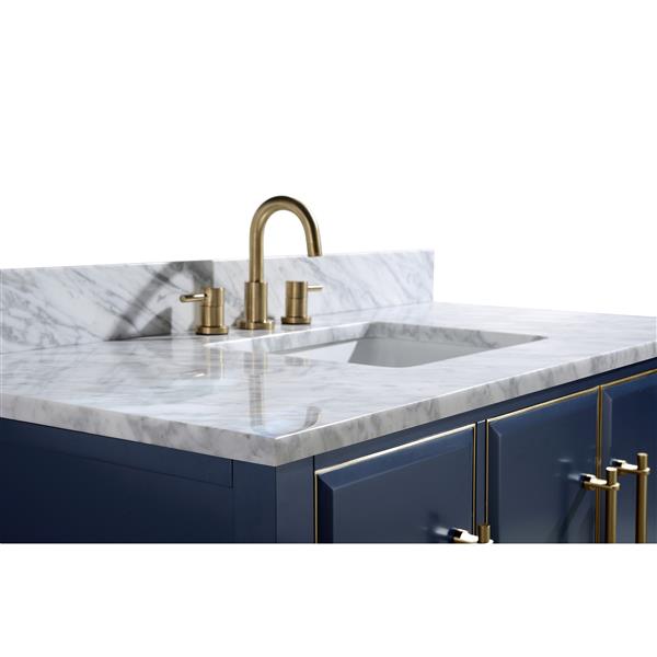 Avanity Mason 49-in Navy Blue Single Sink Bathroom Vanity with Carrara White Marble Top