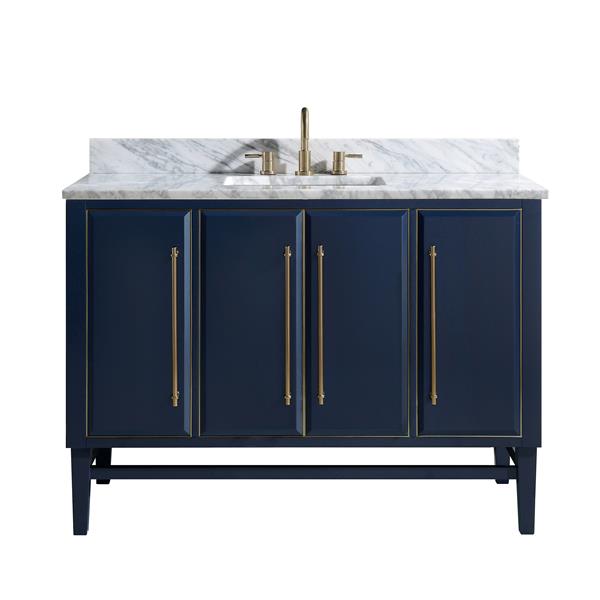 Avanity Mason 49-in Navy Blue Single Sink Bathroom Vanity with Carrara White Marble Top