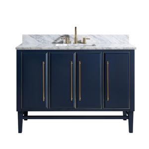 Avanity Mason 49-in Navy Blue Single Sink Bathroom Vanity with Carrara White Marble Top