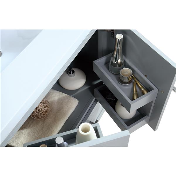 Azzuri Riley 37-in Sea Salt Grey Single Sink Bathroom Vanity with White Engineered Stone Top