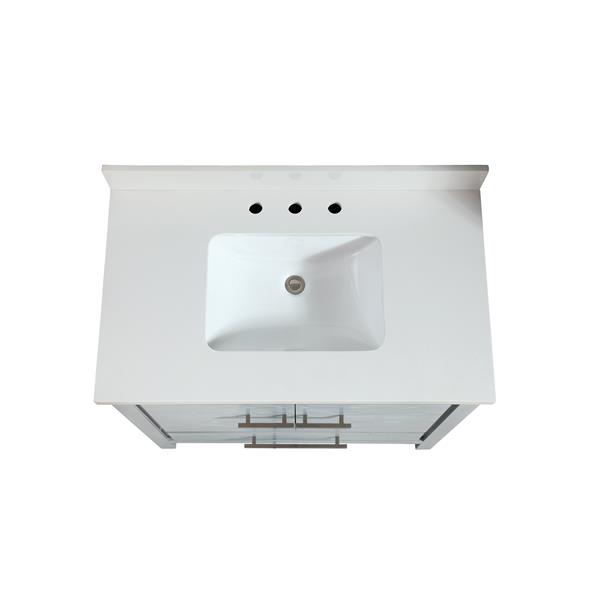 Azzuri Riley 37-in Sea Salt Grey Single Sink Bathroom Vanity with White Engineered Stone Top