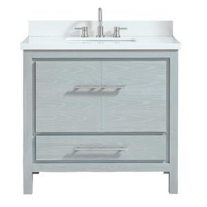 Azzuri Riley 37-in Sea Salt Grey Single Sink Bathroom Vanity with White Engineered Stone Top