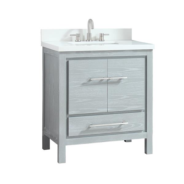 Azzuri Riley 31-in Sea Salt Grey Single Sink Bathroom Vanity with White Engineered Stone Top