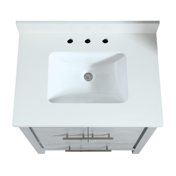 Azzuri Riley 31-in Sea Salt Grey Single Sink Bathroom Vanity with White Engineered Stone Top