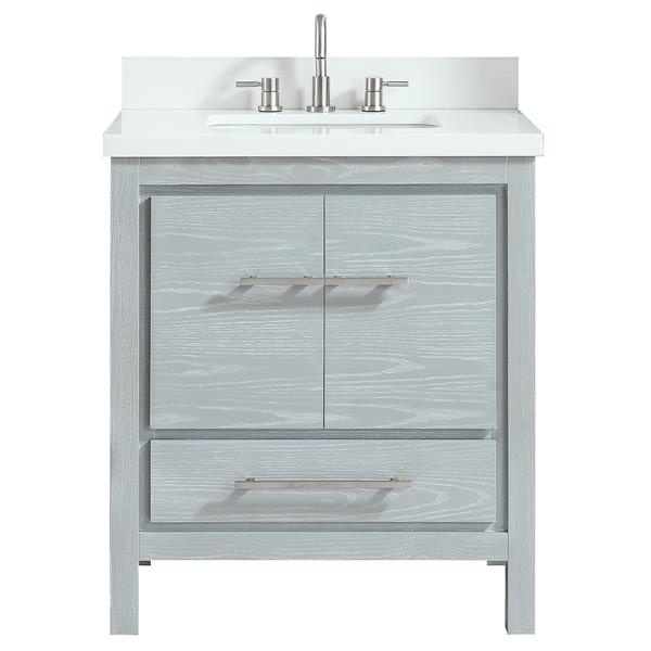 Azzuri Riley 31-in Sea Salt Grey Single Sink Bathroom Vanity with White Engineered Stone Top