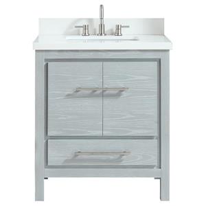 Azzuri Riley 31-in Sea Salt Grey Single Sink Bathroom Vanity with White Engineered Stone Top