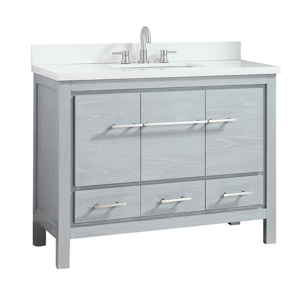 Azzuri Riley 43-in Sea Salt Grey Single Sink Bathroom Vanity with White Engineered Stone Top