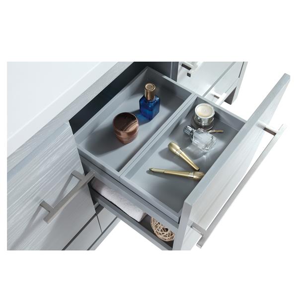 Azzuri Riley 43-in Sea Salt Grey Single Sink Bathroom Vanity with White Engineered Stone Top