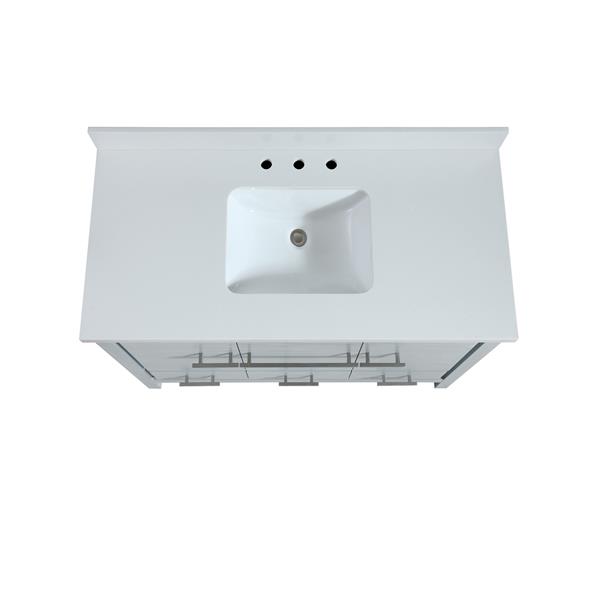 Azzuri Riley 43-in Sea Salt Grey Single Sink Bathroom Vanity with White Engineered Stone Top