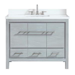 Azzuri Riley 43-in Sea Salt Grey Single Sink Bathroom Vanity with White Engineered Stone Top