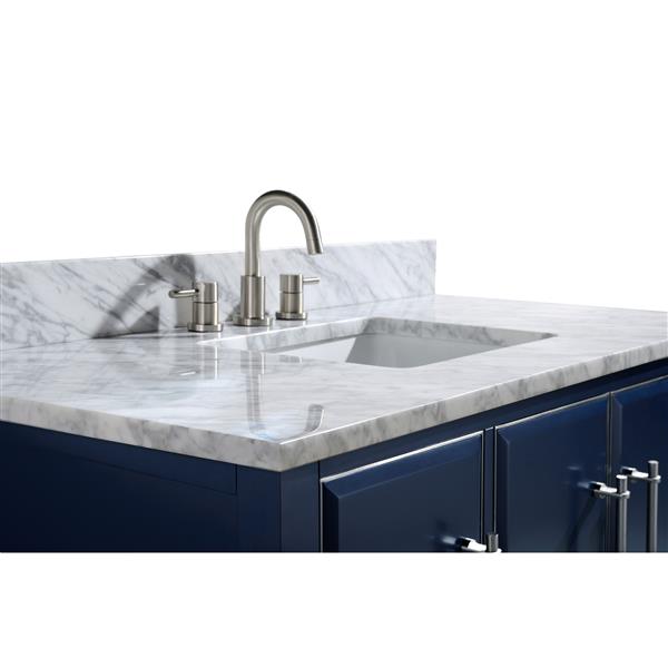 Avanity Mason 49-in Navy Blue Single Sink Bathroom Vanity with White Carrera Marble Top