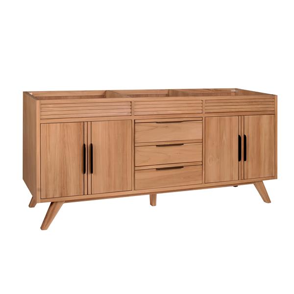 Avanity Taylor 72-in Natural Teak Bathroom Vanity Cabinet with Black Hardware